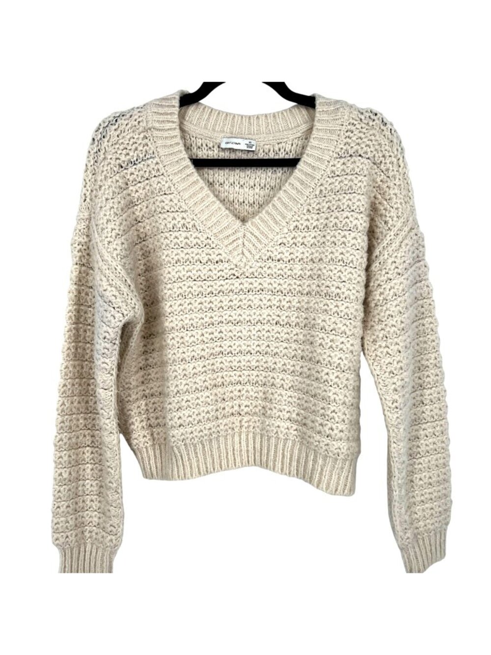 Gentle Fawn Cozy Chunky V-Neck Sweater Vanilla Cream Size XS